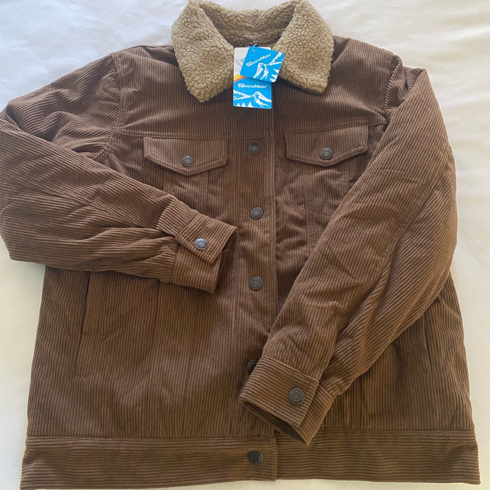 Brown Corduroy Jacket with Sherpa Collar